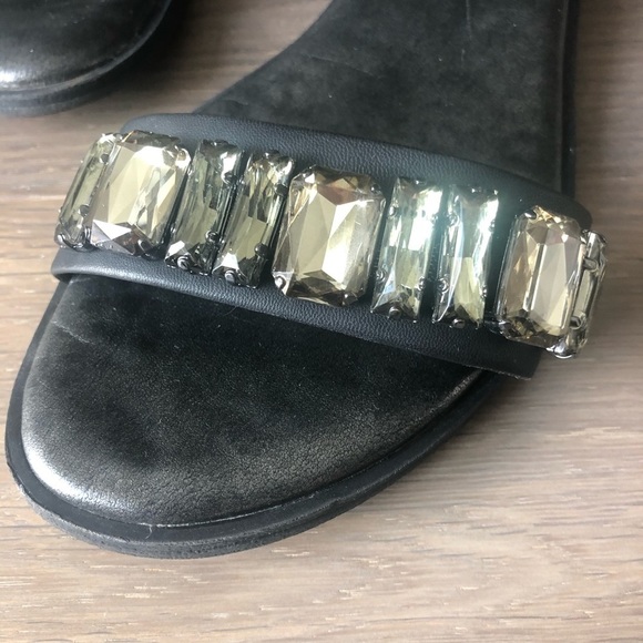CE collection black sandals gems shiny size 6.5 cute chic walking shoes - Picture 2 of 7